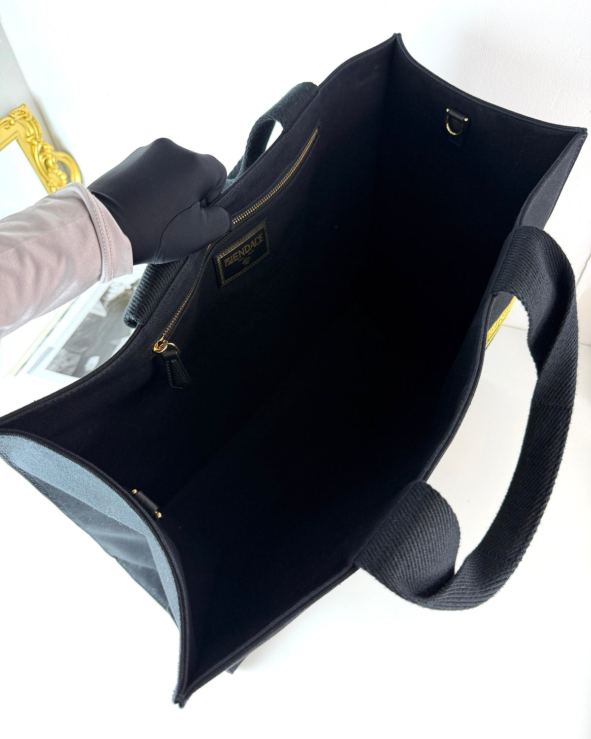 Fendi x Versace Fendace Logo Canvas Shopping Tote Bag - Black - View 7