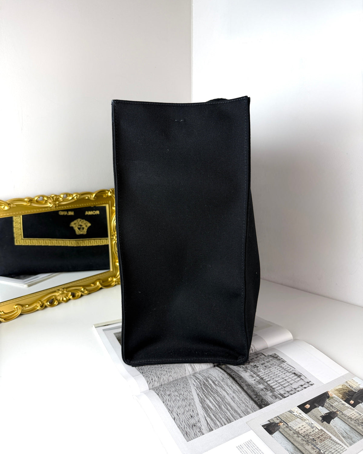 Fendi x Versace Fendace Logo Canvas Shopping Tote Bag - Black - View 3