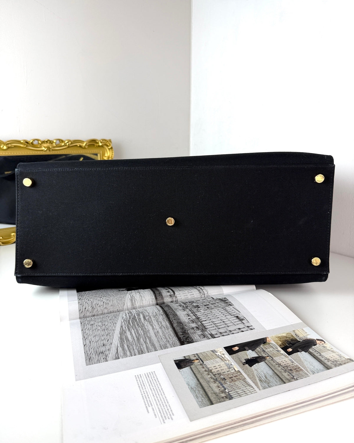 Fendi x Versace Fendace Logo Canvas Shopping Tote Bag - Black - View 5