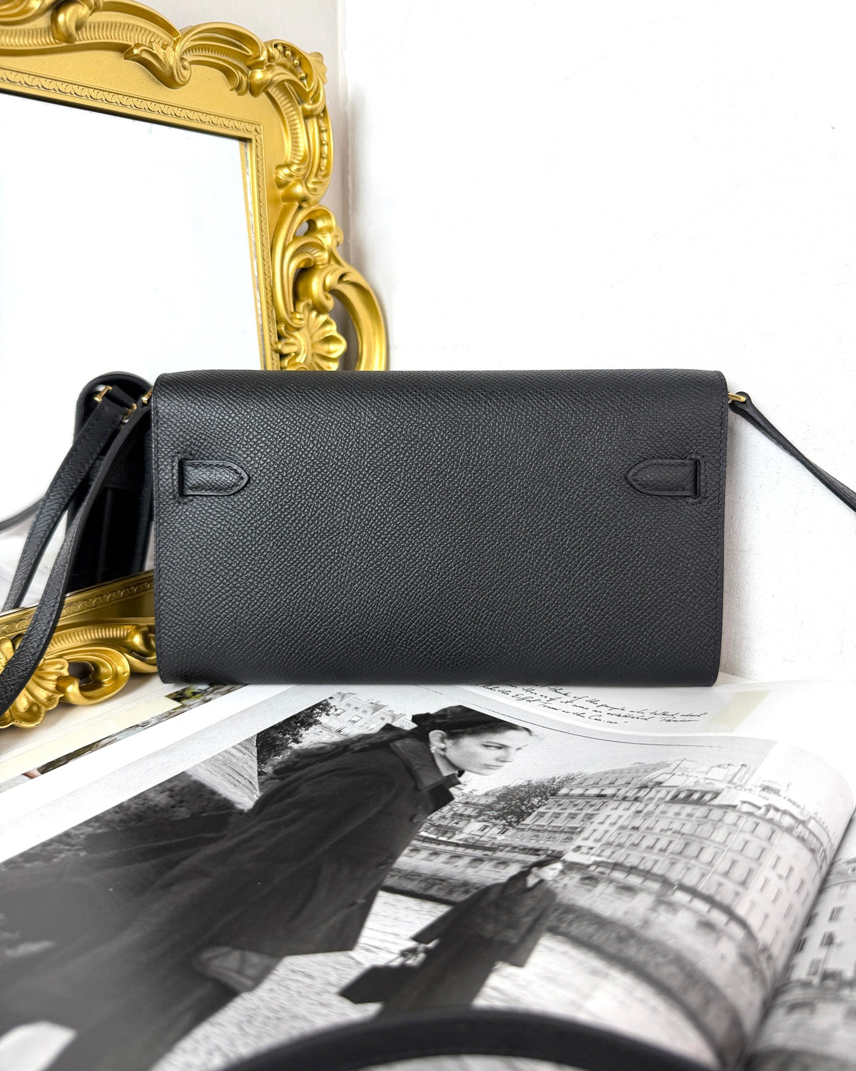 Hermès Kelly To Go Wallet - Black With Gold Hardware - View 2