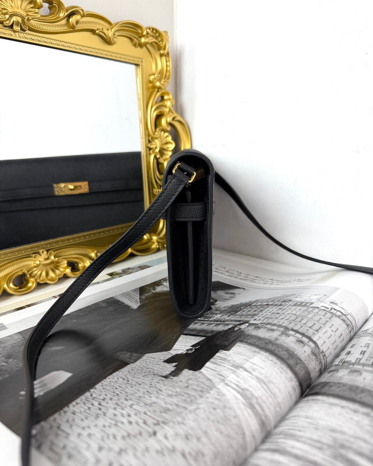 Hermès Kelly To Go Wallet - Black With Gold Hardware - View 3