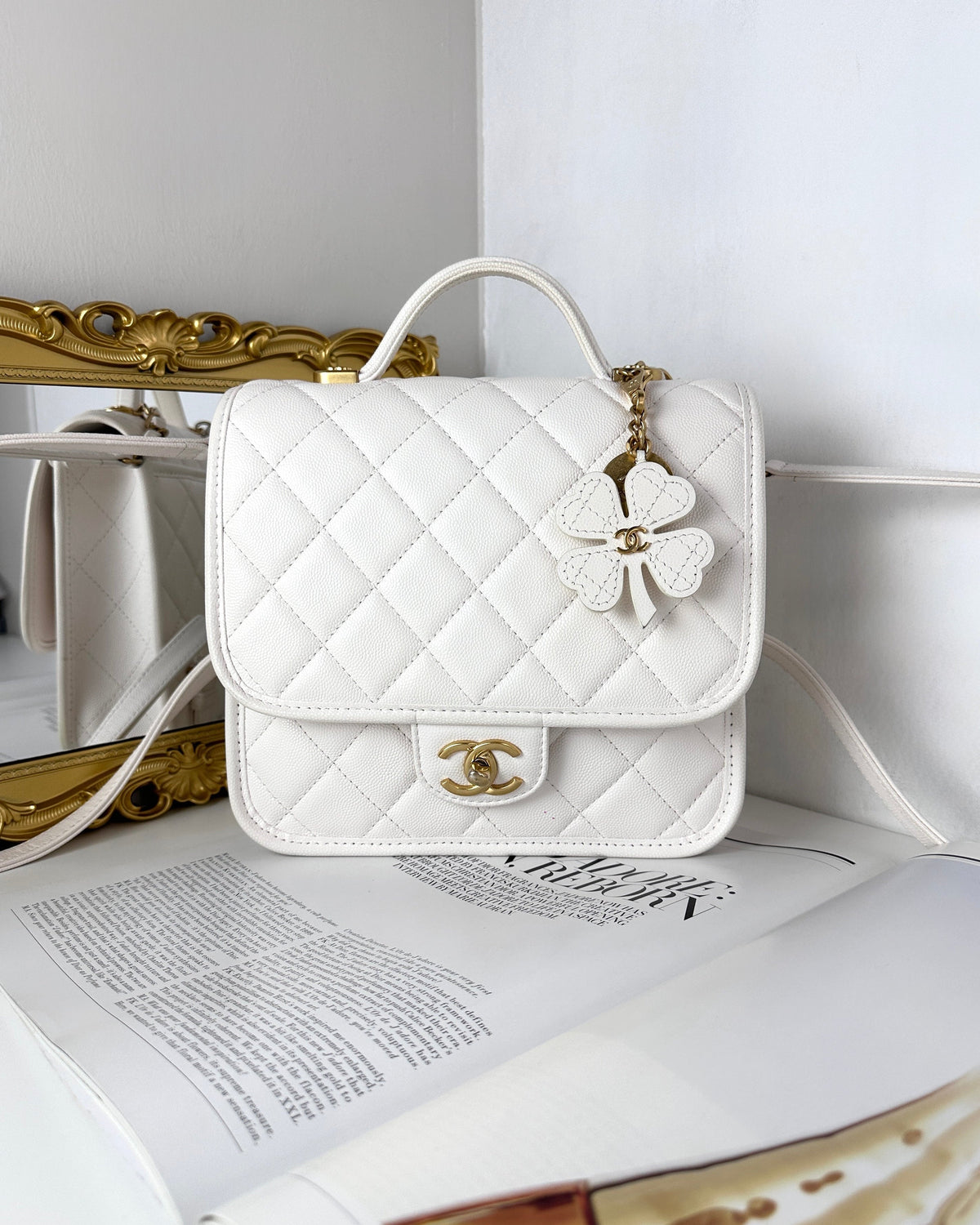 Chanel Clover Charm Backpack - White - View 1