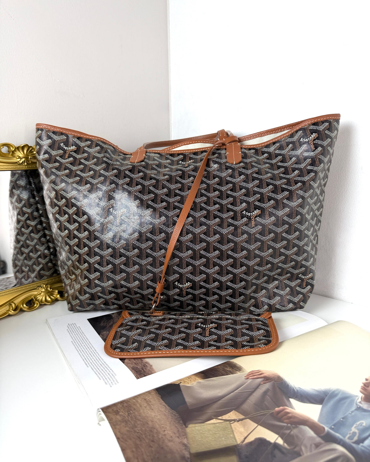 Goyard Saint Louis Tote - Black, Tan - View 2