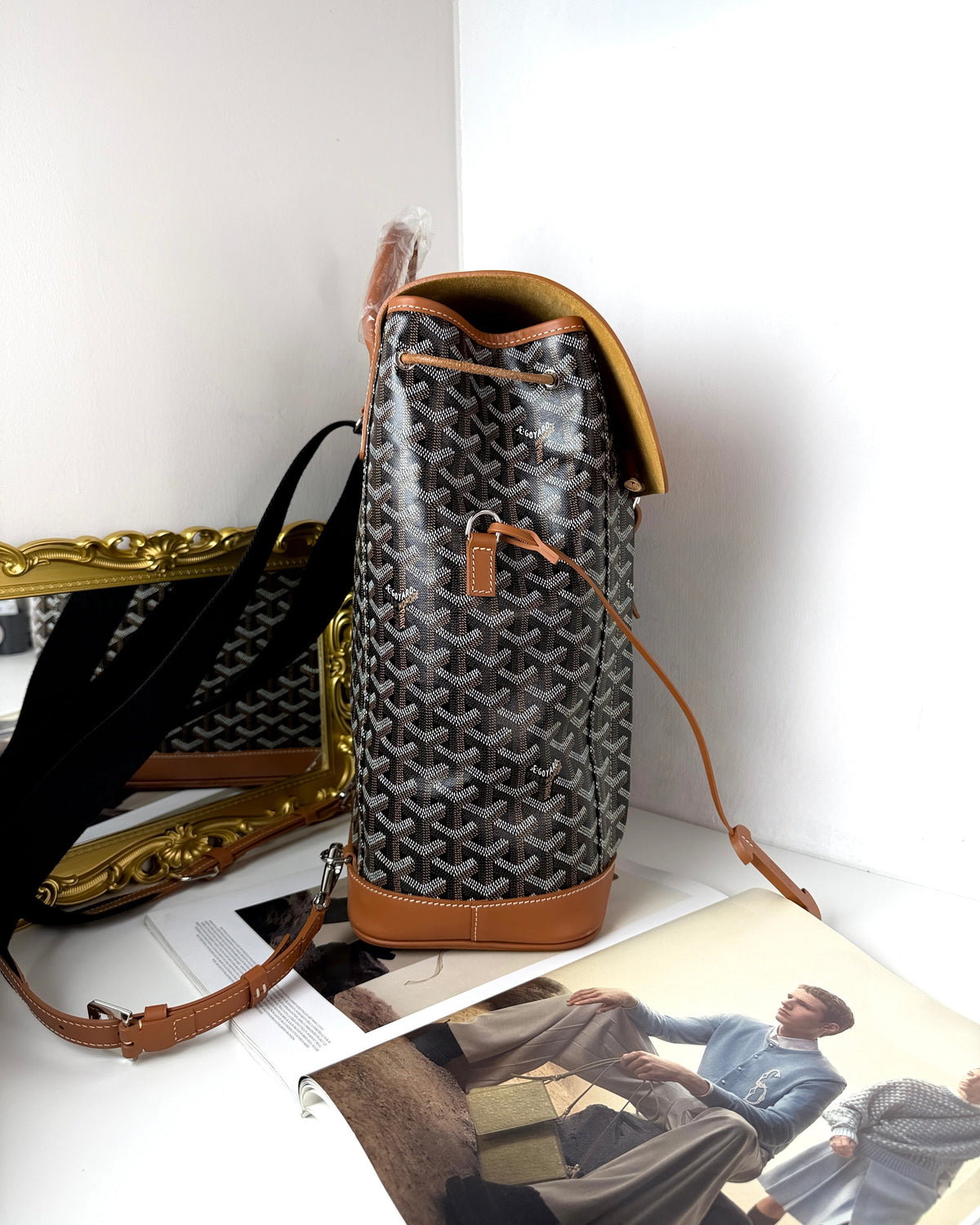 Goyard Alpin Backpack MM - Black & Tan - View 3