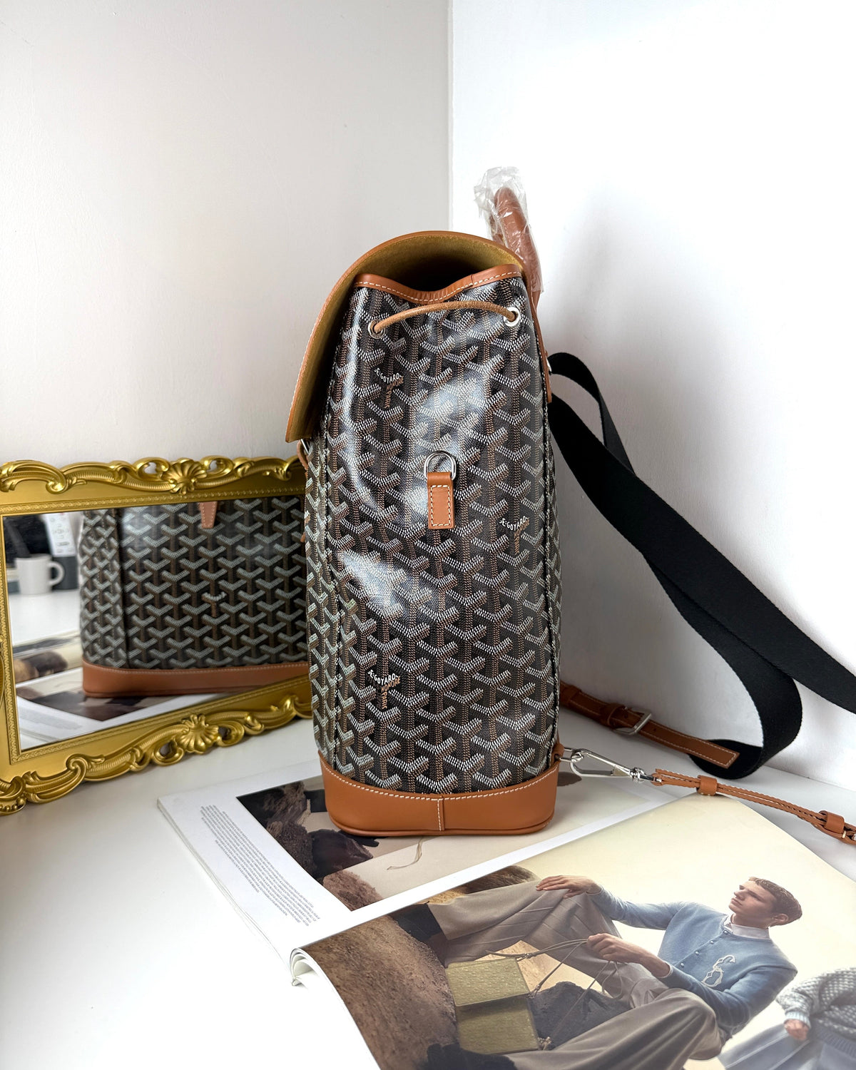 Goyard Alpin Backpack MM - Black & Tan - View 4