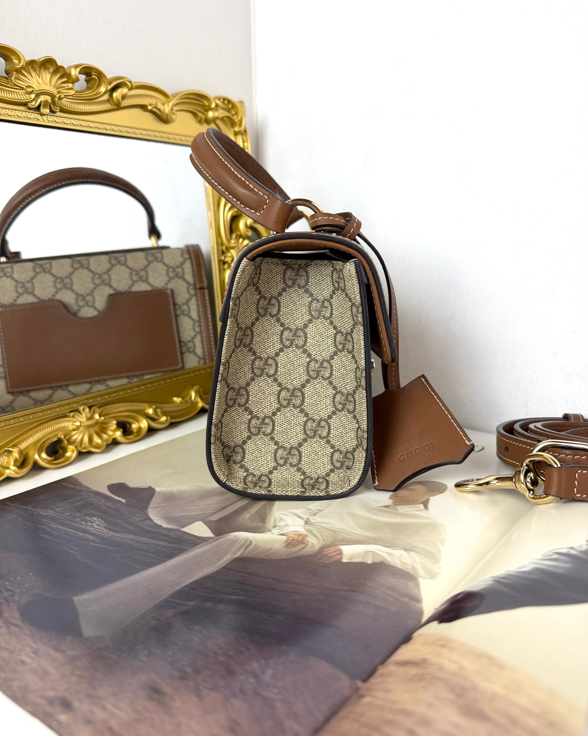 Gucci Padlock Small Top Handle Bag - Beige And Dark Brown - View 4