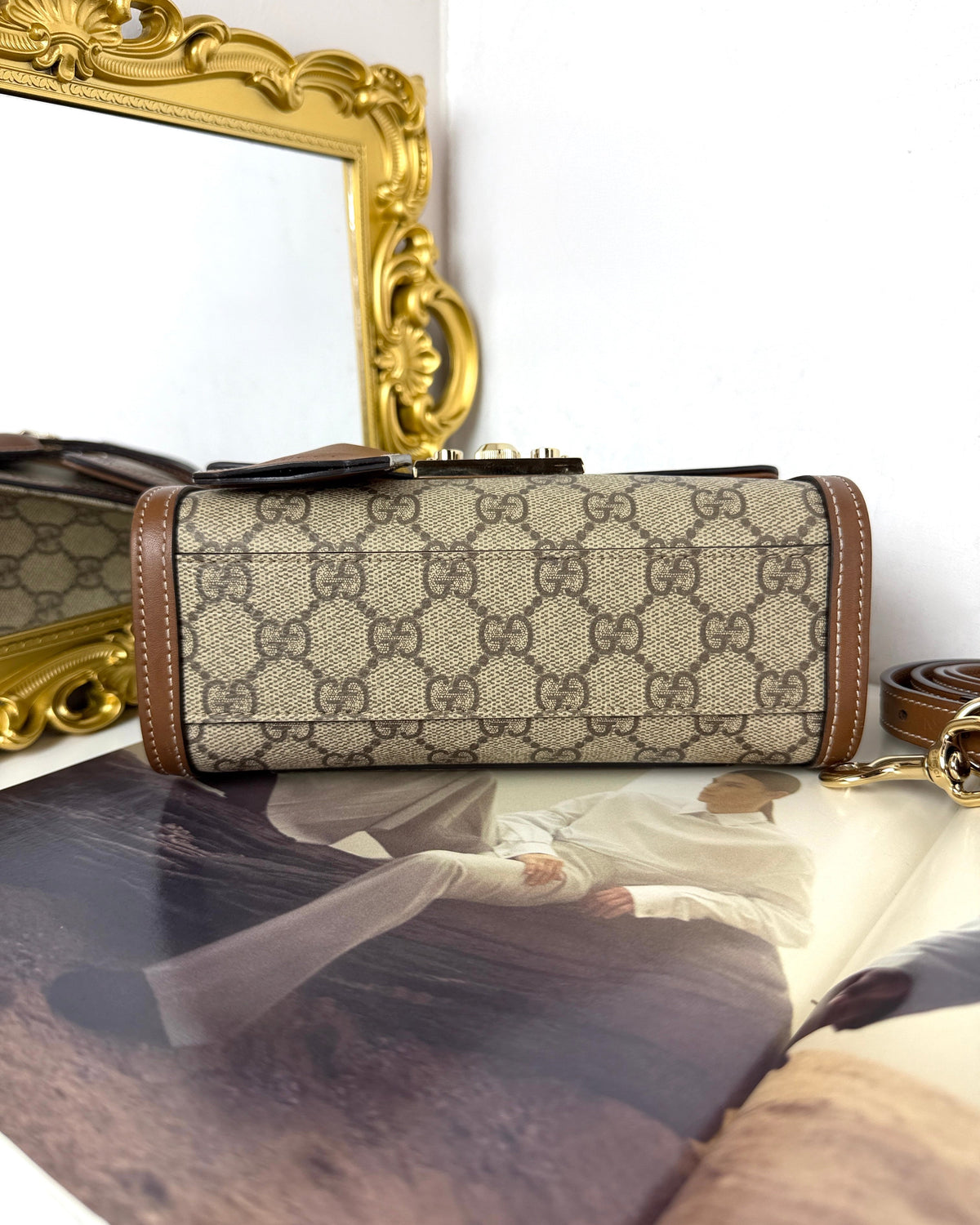 Gucci Padlock Small Top Handle Bag - Beige And Dark Brown - View 5