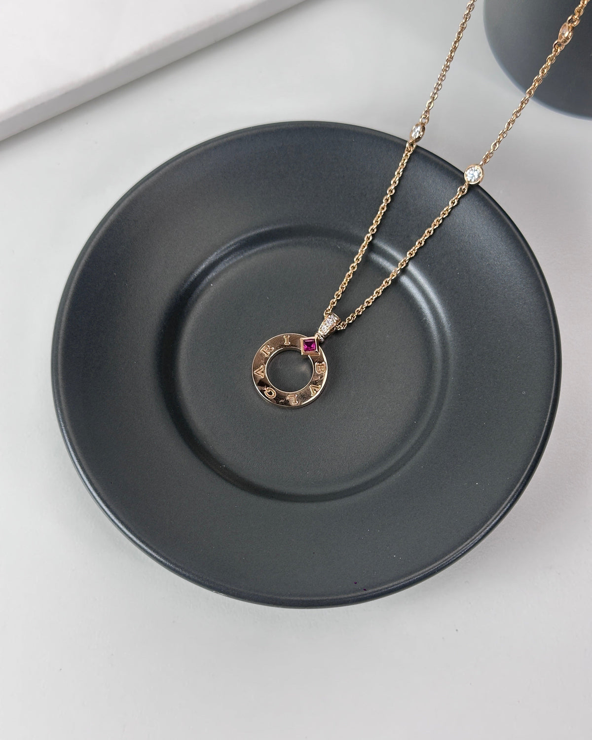 Bvlgari BVLGARI Necklace with Rubies - Rose Gold, White Diamonds - View 1