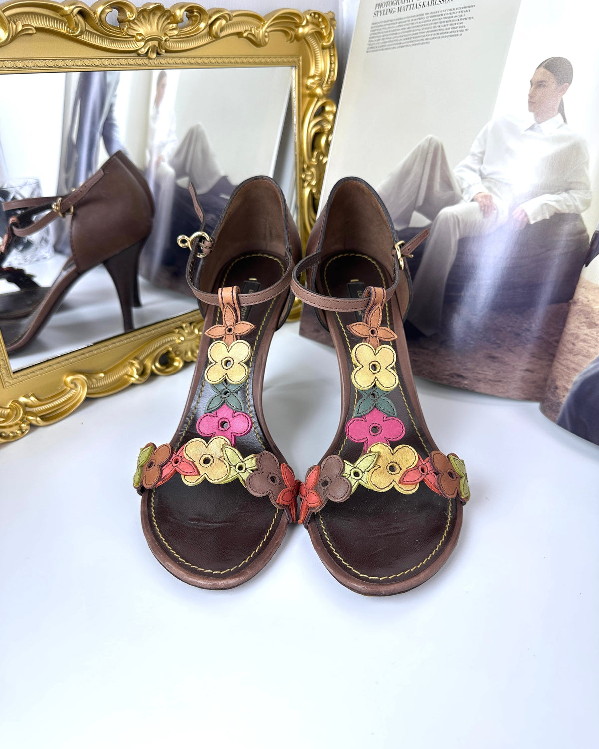 Louis Vuitton Aubepine Floral T-Strap Sandals - View 1