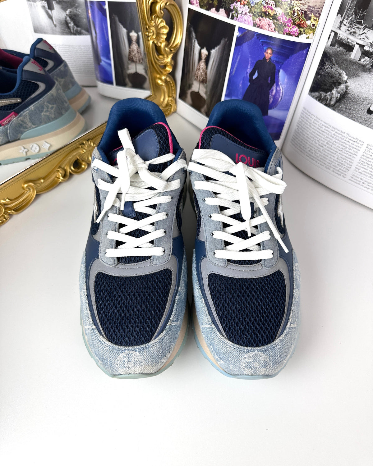 Louis Vuitton Run Away Sneaker - Monogram Denim And Pink - View 1