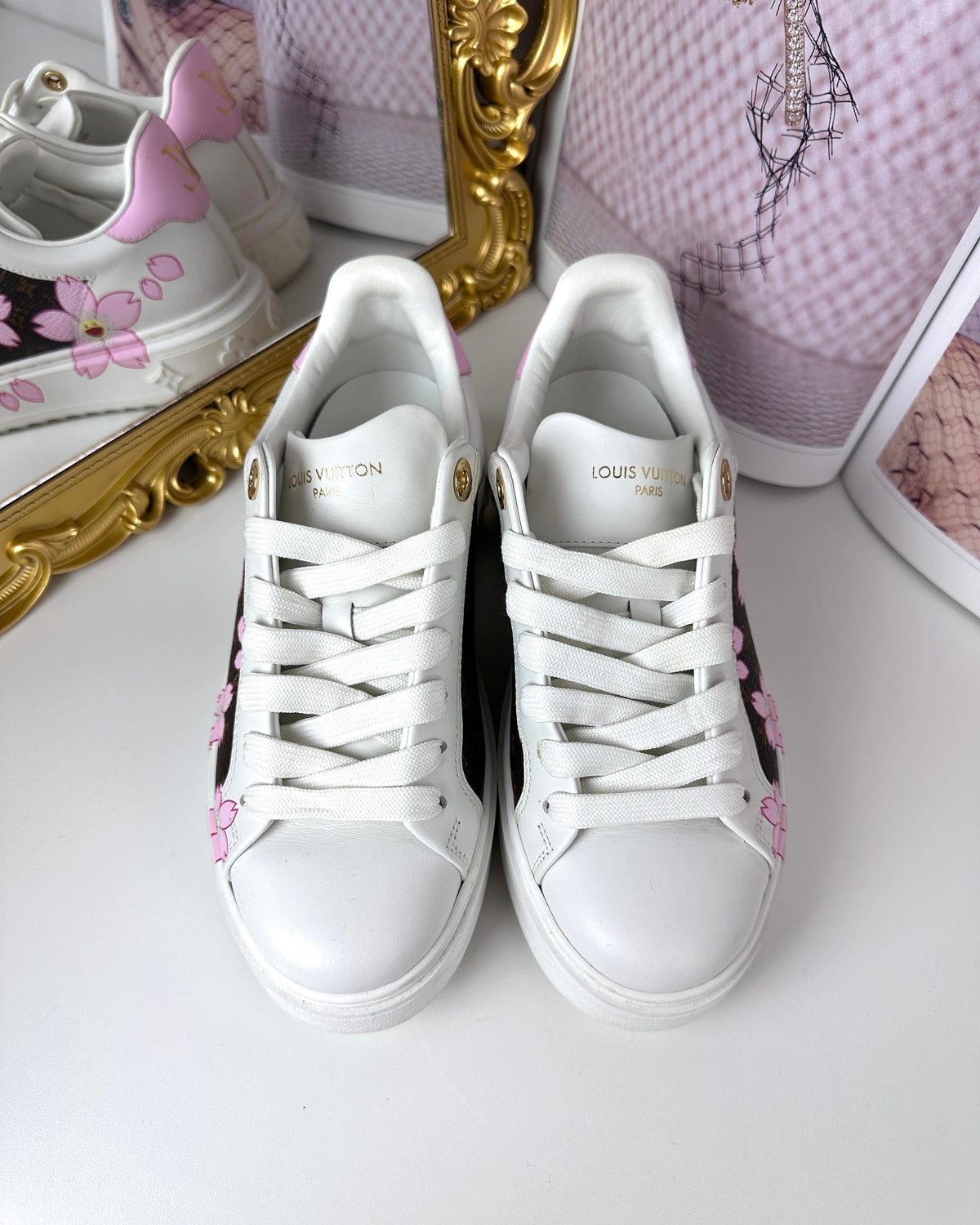 Louis Vuitton x Takashi Murakami Time Out Sneaker - Cherry Blossom White - View 1