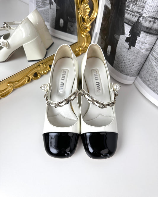 Miu Miu Bicolor Cap-Toe Mary Jane Pumps - View 1