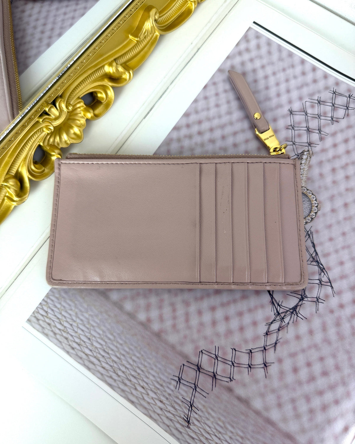 Miu Miu Matelassé Nappa Leather Card Holder - Alabastro Pink - View 2