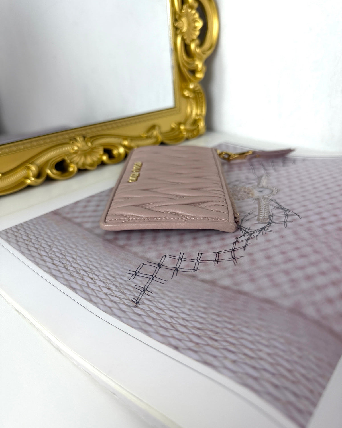 Miu Miu Matelassé Nappa Leather Card Holder - Alabastro Pink - View 3