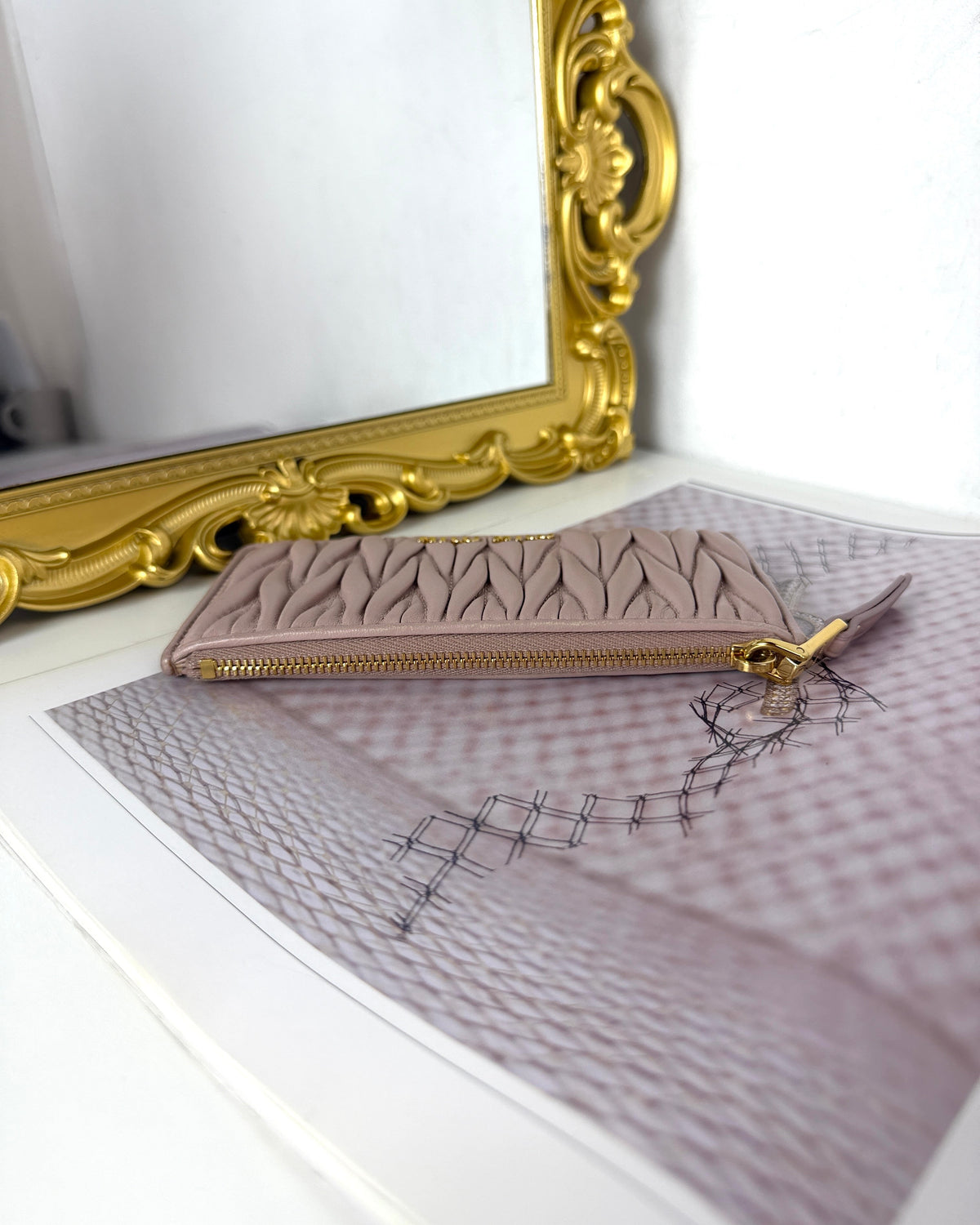 Miu Miu Matelassé Nappa Leather Card Holder - Alabastro Pink - View 6