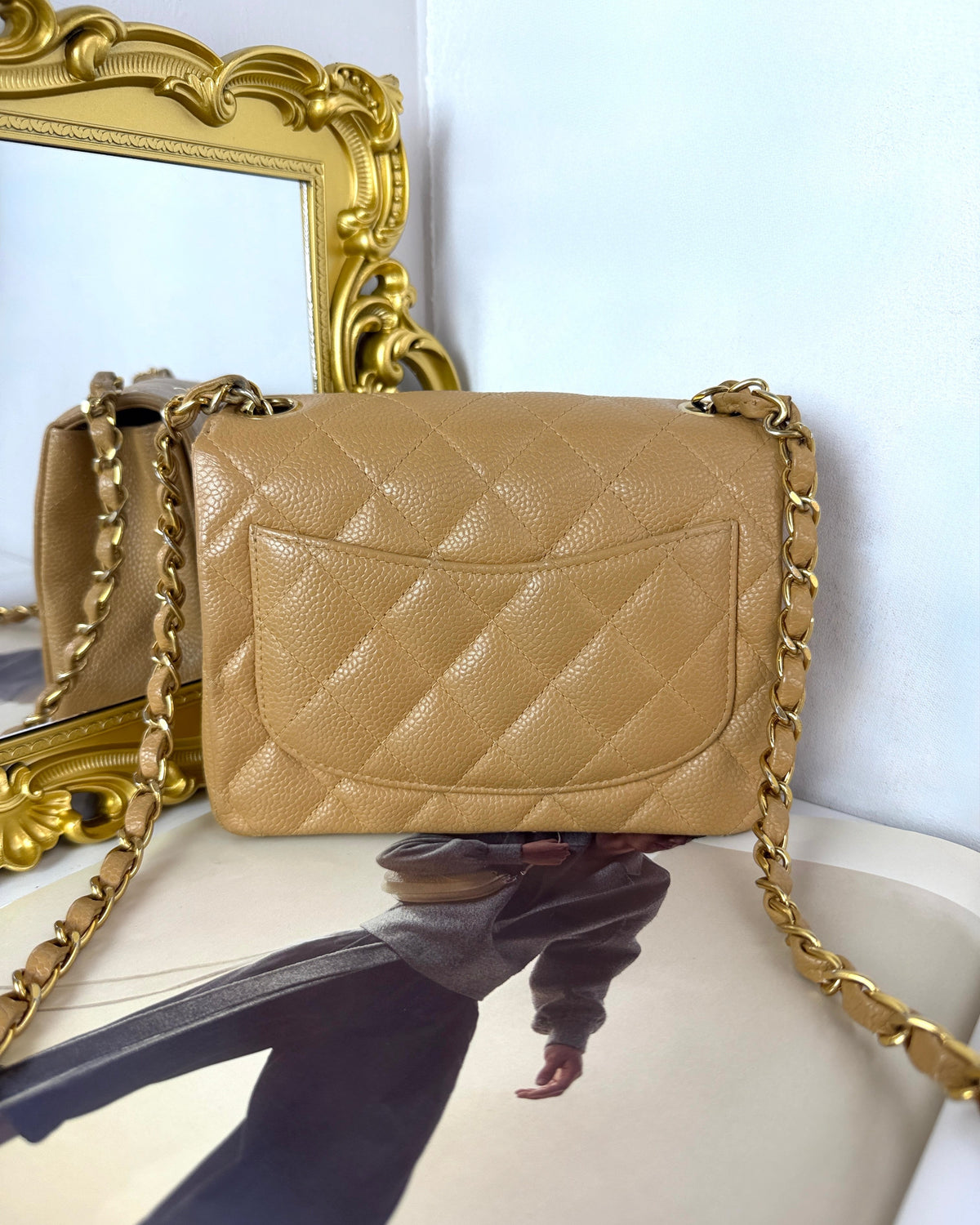 Chanel Mini Square Classic Flap Bag - Dark Beige, Gold Hardware - View 2