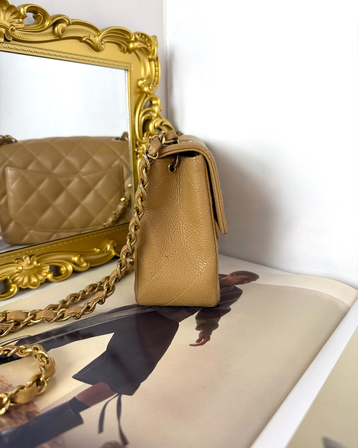 Chanel Mini Square Classic Flap Bag - Dark Beige, Gold Hardware - View 3
