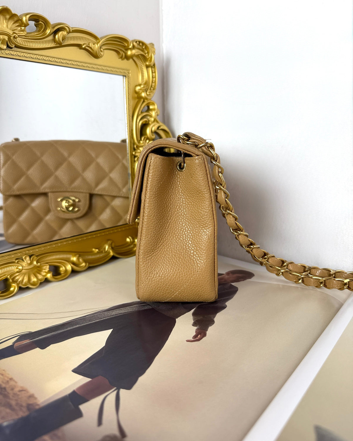 Chanel Mini Square Classic Flap Bag - Dark Beige, Gold Hardware - View 4