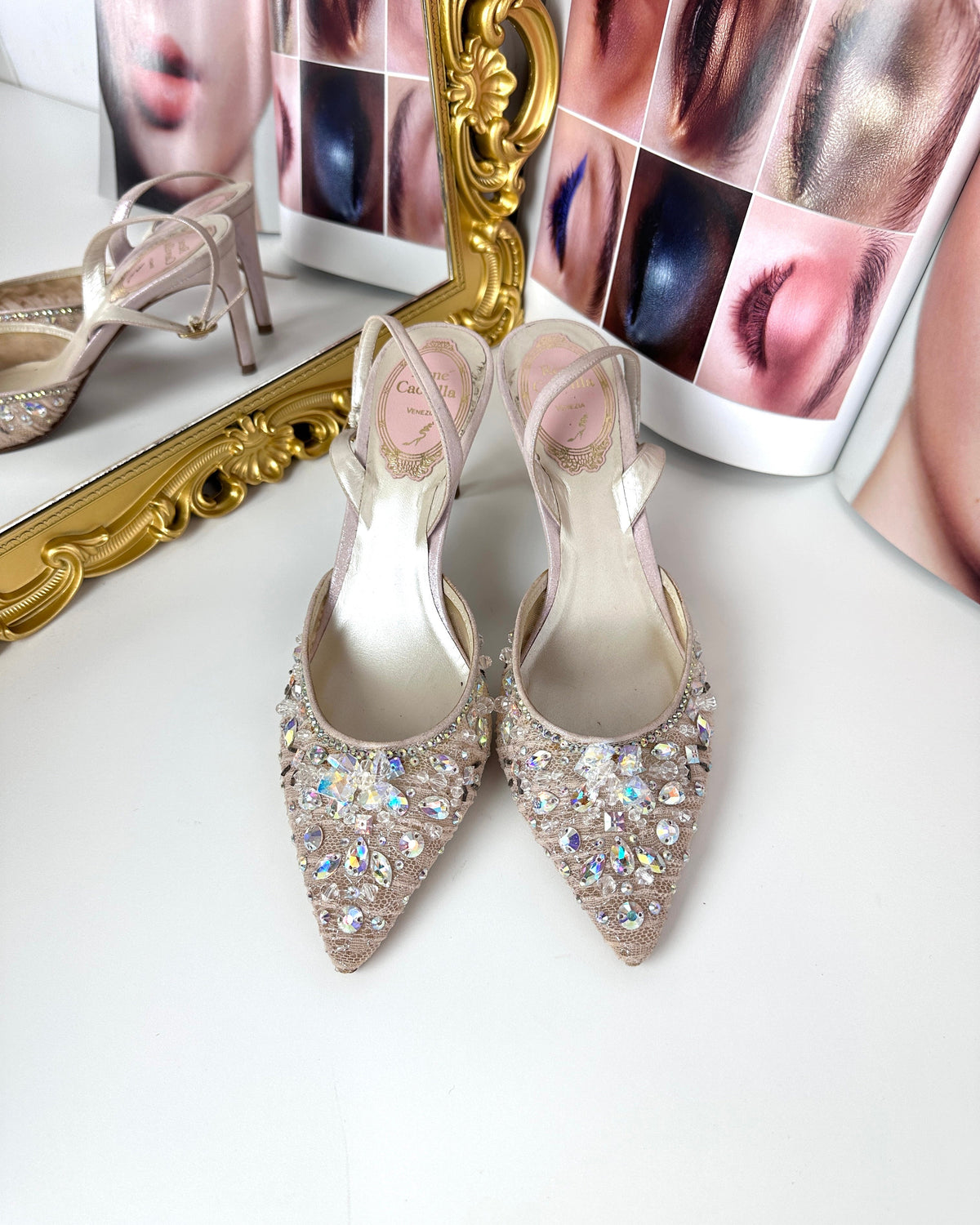 René Caovilla Chandelier Slingback Pumps - Beige/ Light Gold/ Nude - View 1