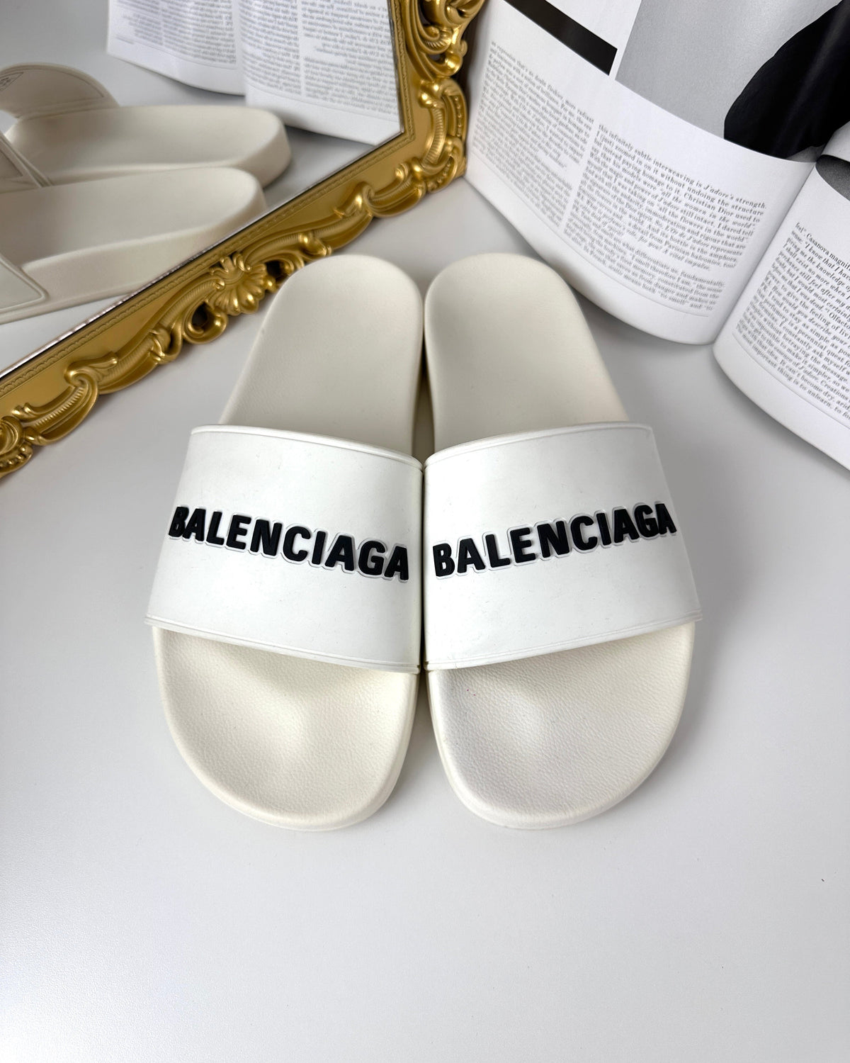 Balenciaga Pool Slide Sandal - White - View 1