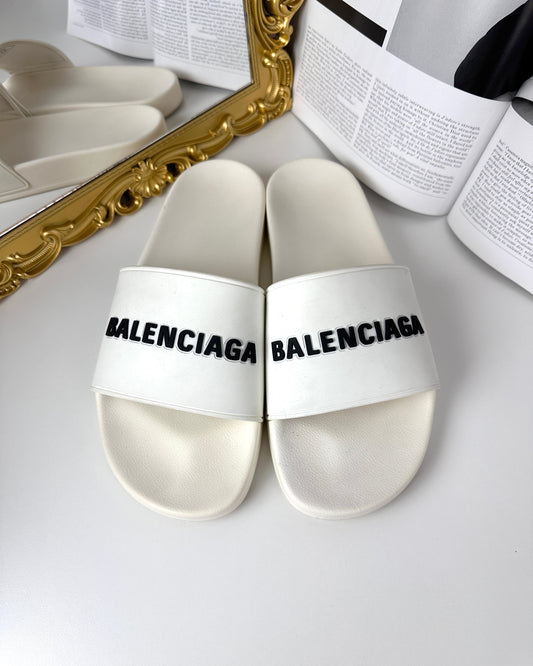 Balenciaga Pool Slide Sandal - White - View 1