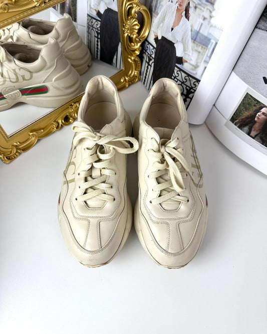 Gucci Rhyton Logo Leather Sneaker - Ivoire - View 1