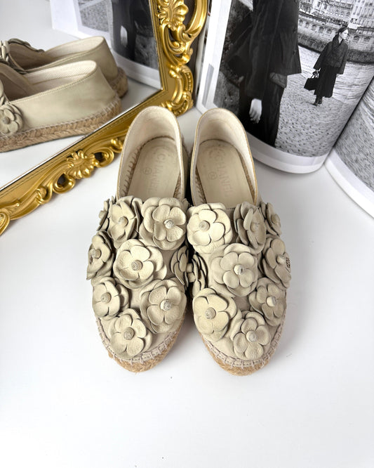 Chanel Camellia Espadrilles - Beige/ Taupe/ Nude - View 1