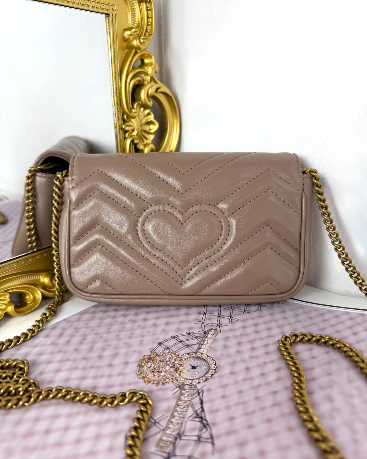 Gucci GG Marmont Matelassé Leather Super Mini Bag - Dusty Pink - View 2