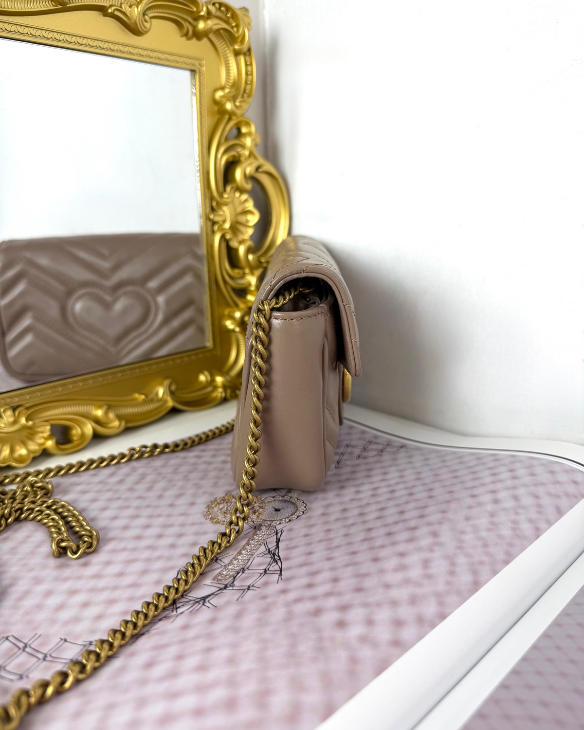 Gucci GG Marmont Matelassé Leather Super Mini Bag - Dusty Pink - View 4