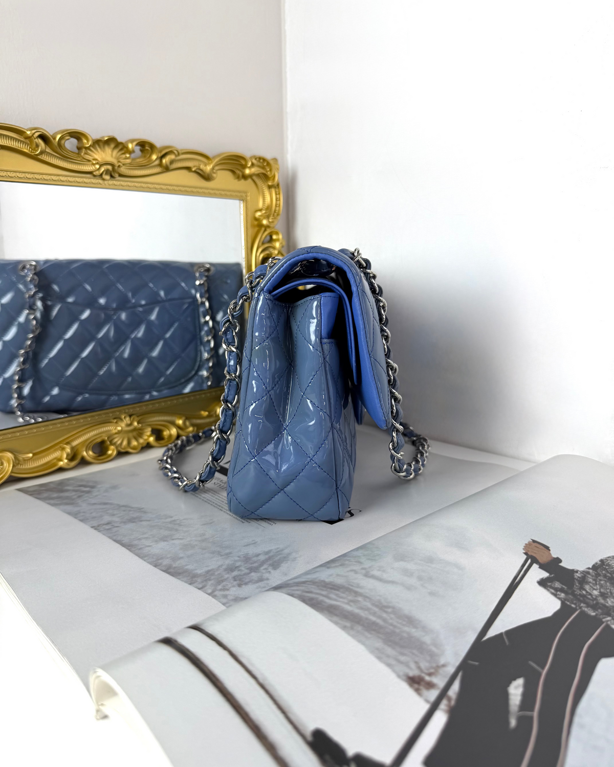 Chanel Medium Classic Double Flap Bag - Blue - View 4