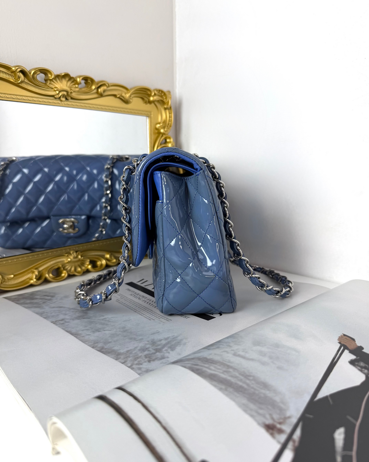 Chanel Medium Classic Double Flap Bag - Blue - View 3