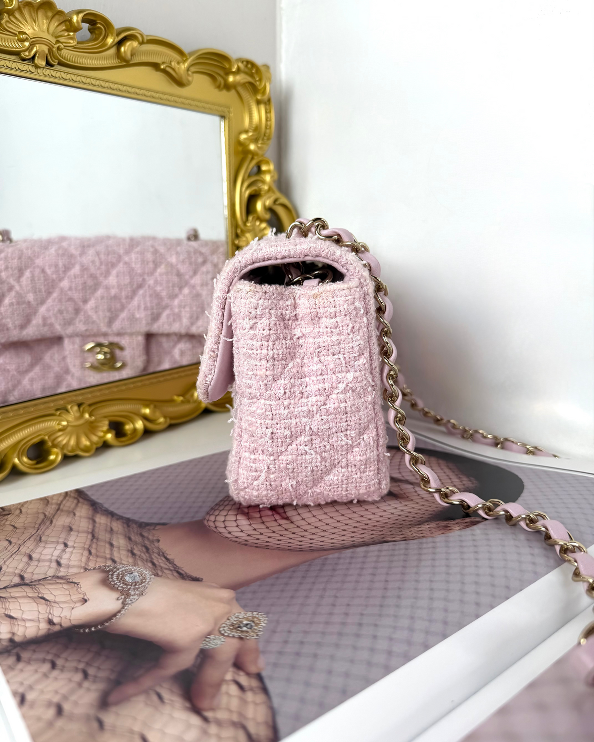 Chanel Classic Mini Rectangular Flap Bag - Light Pink - View 3