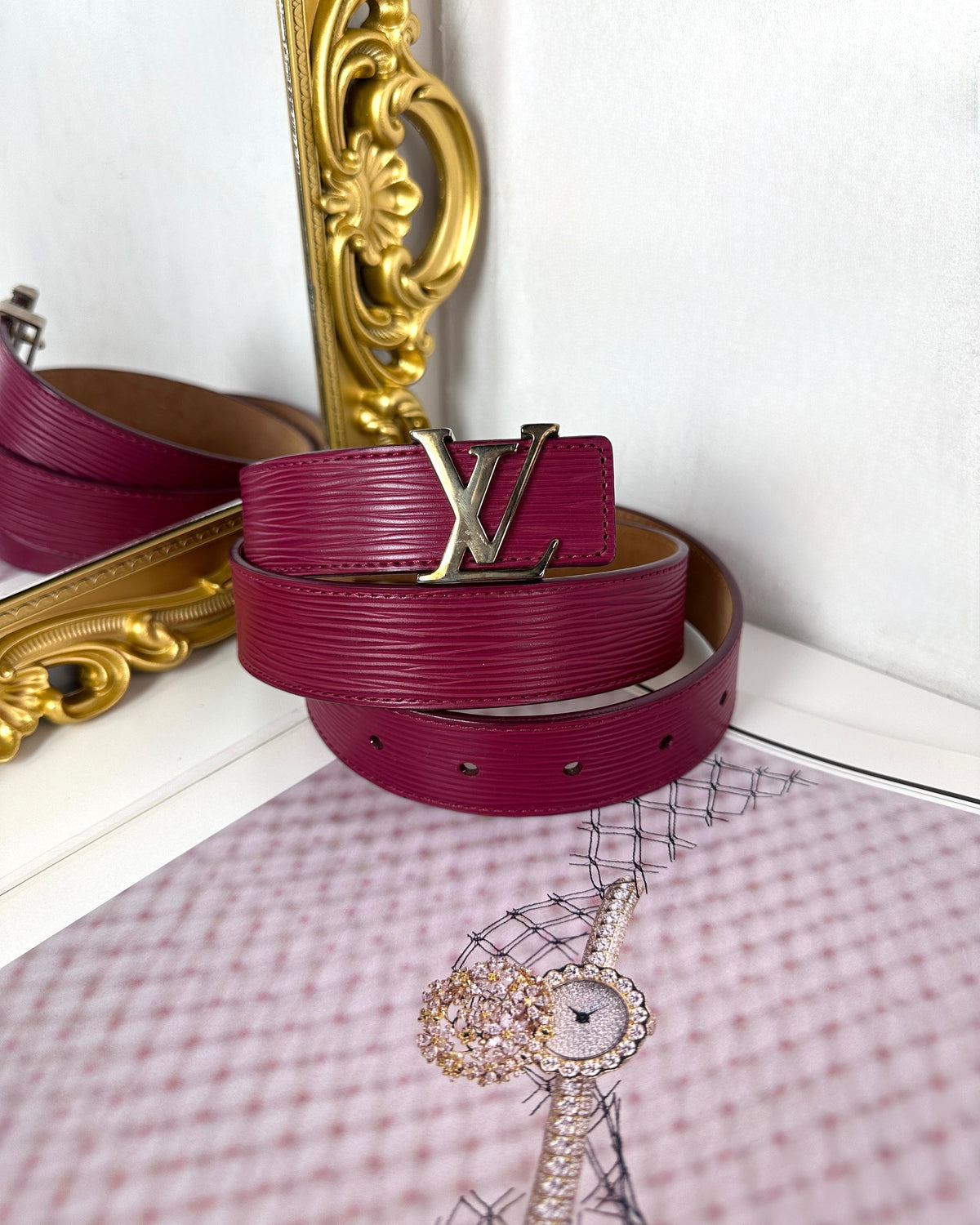 Louis Vuitton Initiales Belt - Raspberry - View 1