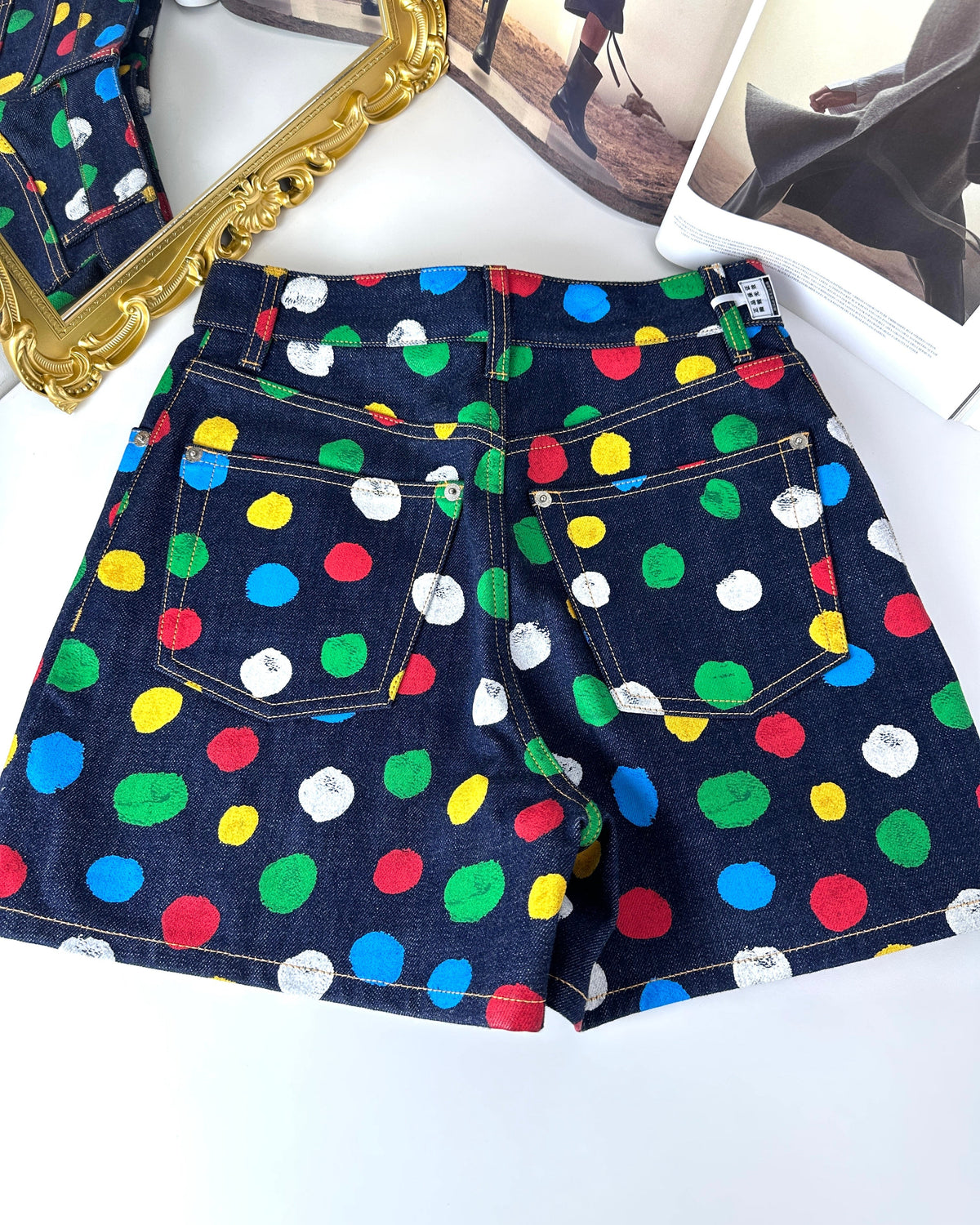 Louis Vuitton Yayoi Kusama Painted Dots Denim Shorts - Indigo Blue - View 2