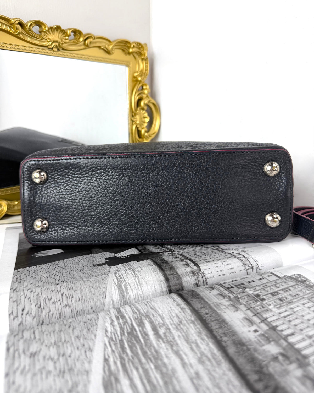 Louis Vuitton Capucines BB Bag - Black With Fuchsia Trim - View 5