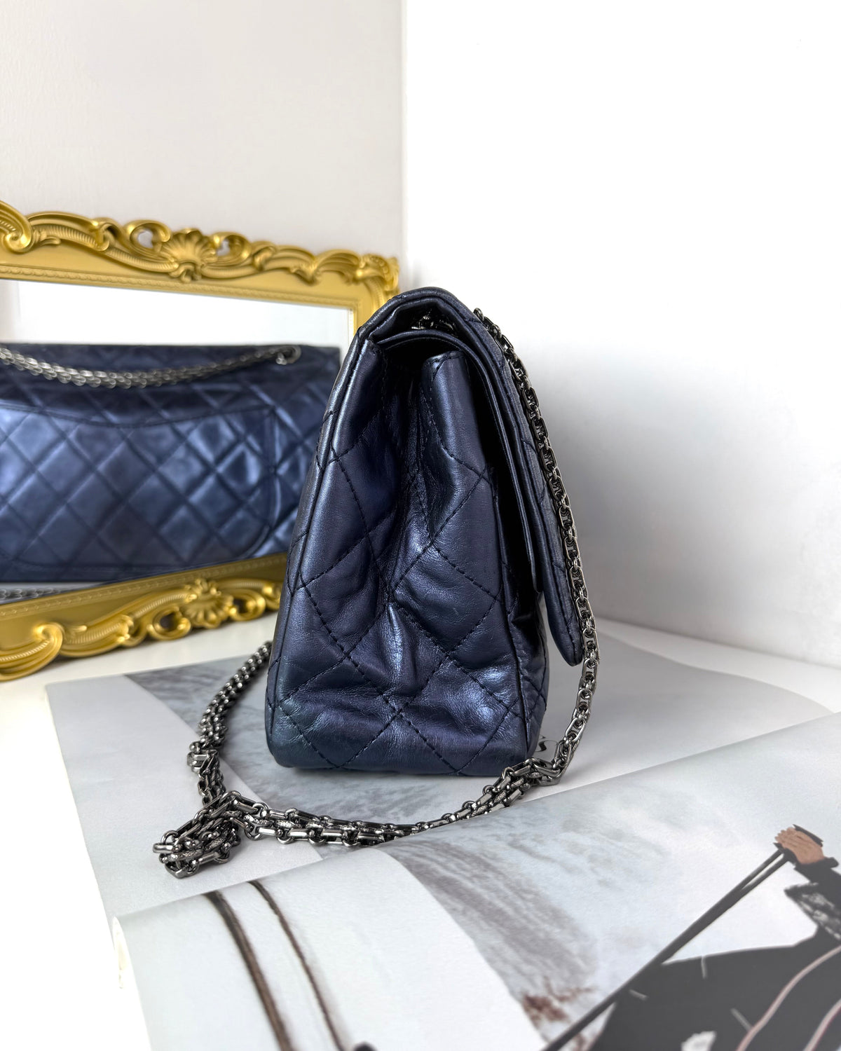 Chanel 2.55 Reissue Flap Bag - Metallic Blue - View 4
