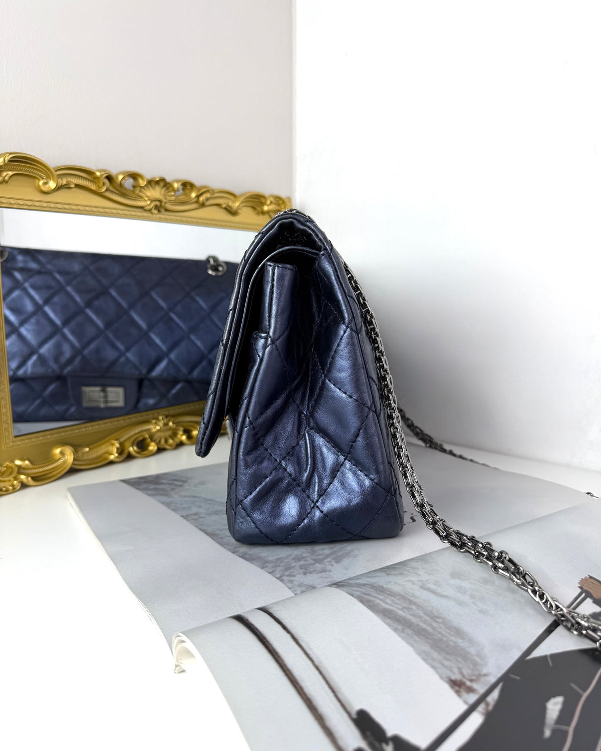Chanel 2.55 Reissue Flap Bag - Metallic Blue - View 3