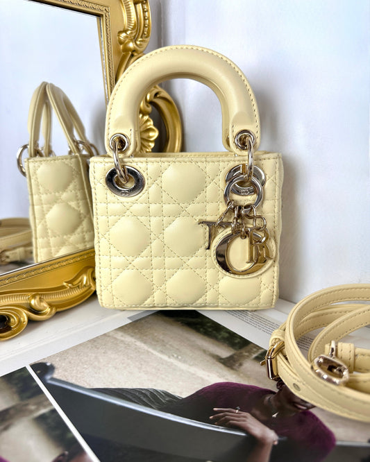 Dior Lady Dior Micro Bag - Pale Yellow - View 1