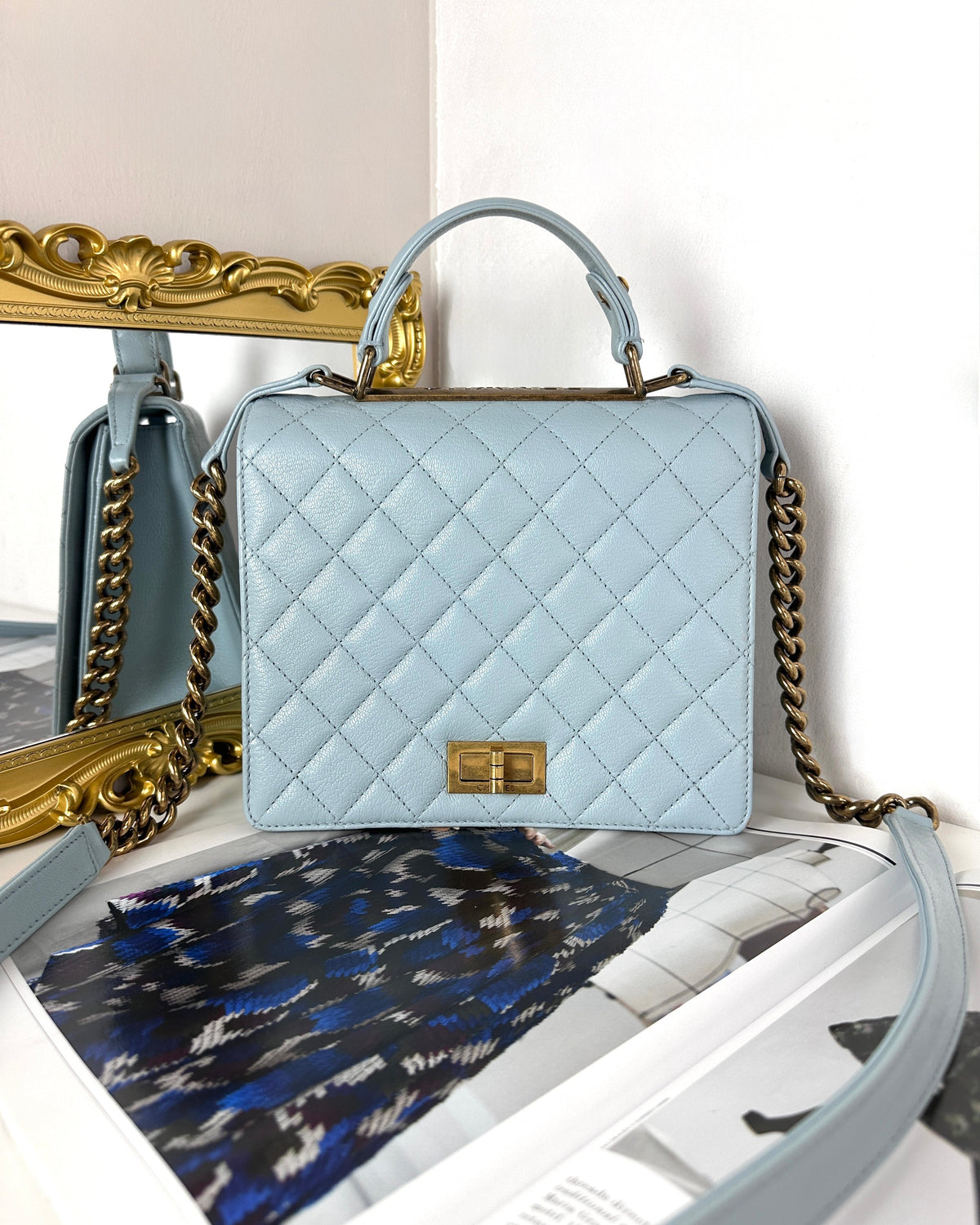 Chanel Rita Top Handle Flap Bag - Pale Blue - View 1
