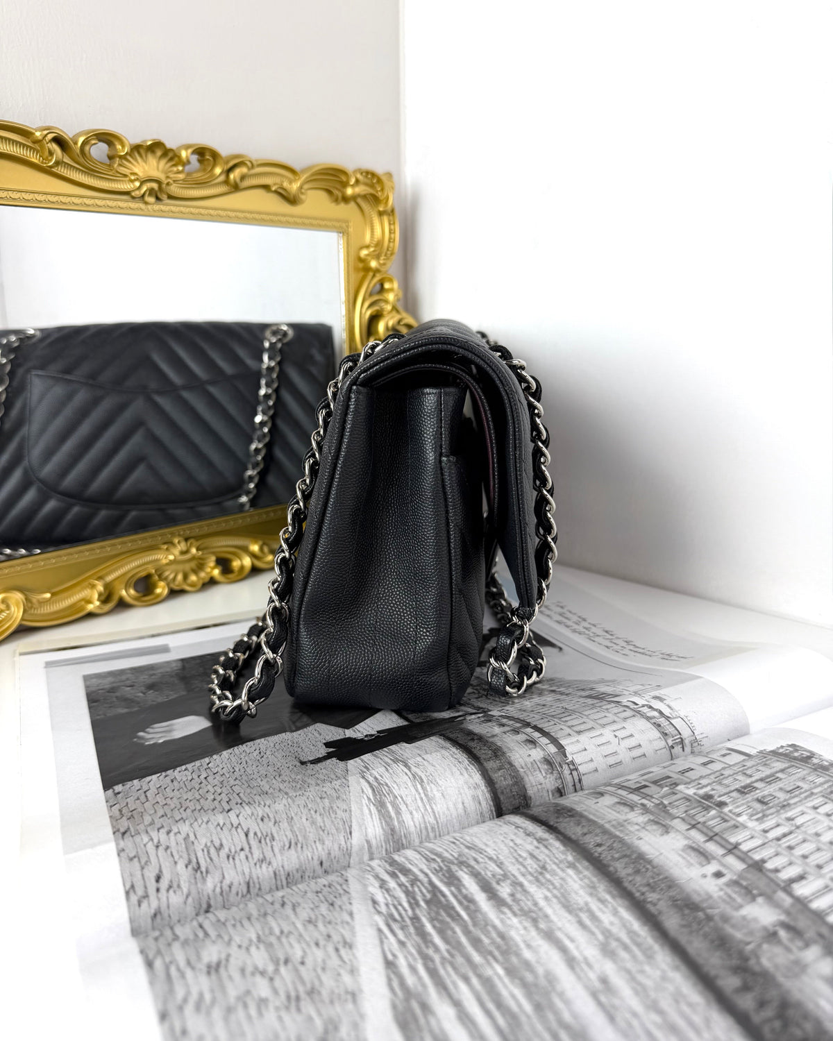 Chanel Classic Double Flap Bag (Chevron V-Stitch) - View 4