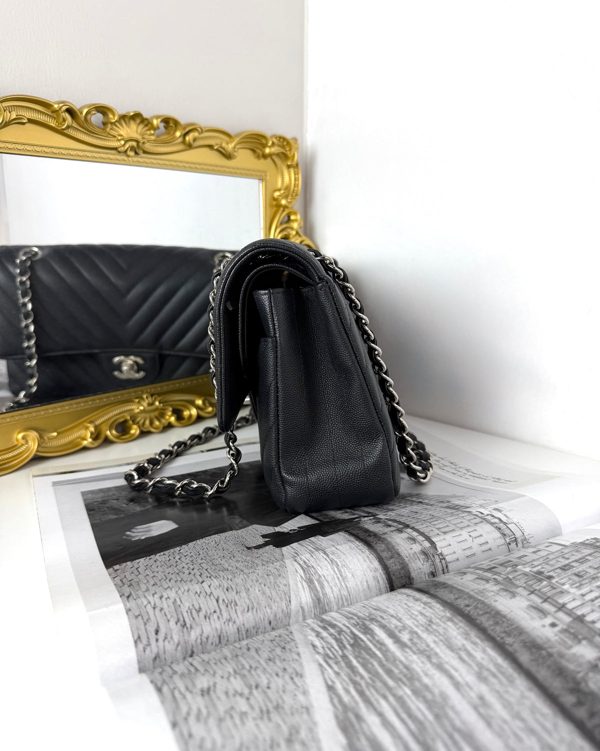 Chanel Classic Double Flap Bag (Chevron V-Stitch) - View 3