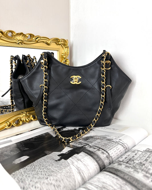 Chanel 25S Maxi Hobo - Black With Gold Hardware - View 1