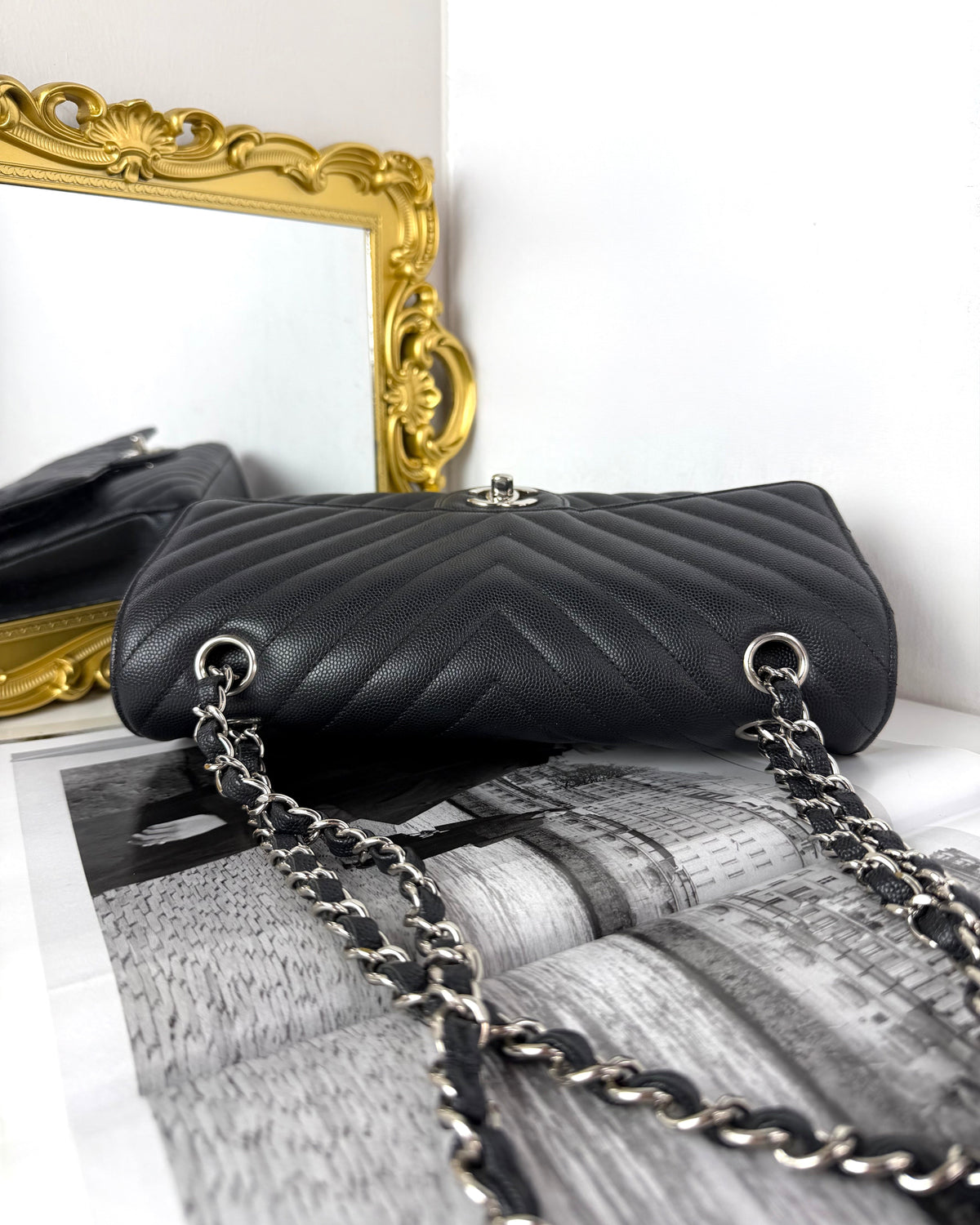 Chanel Classic Double Flap Bag (Chevron V-Stitch) - View 6