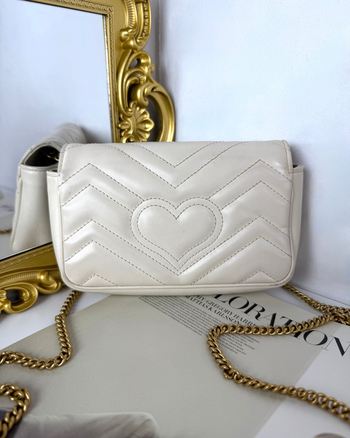 Gucci GG Marmont Matelassé Leather Super Mini Bag - White - View 2