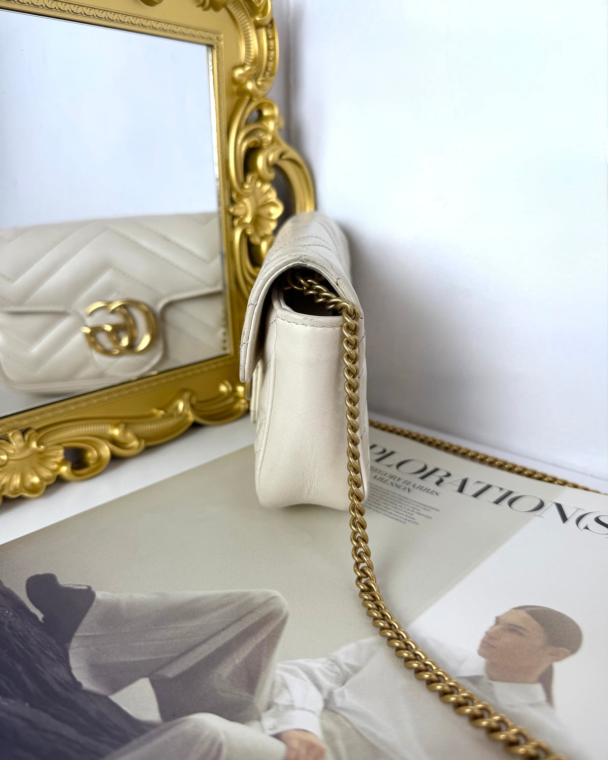 Gucci GG Marmont Matelassé Leather Super Mini Bag - White - View 4