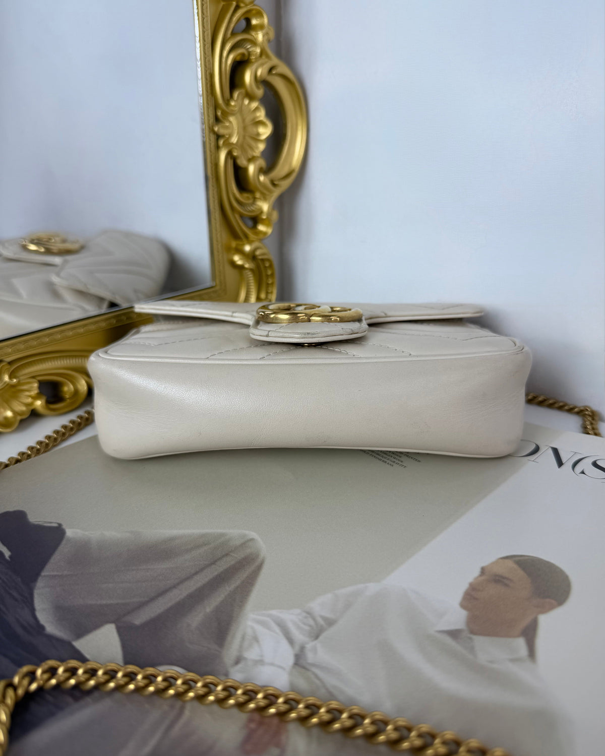 Gucci GG Marmont Matelassé Leather Super Mini Bag - White - View 5
