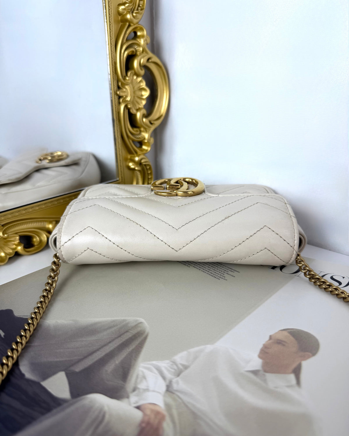 Gucci GG Marmont Matelassé Leather Super Mini Bag - White - View 6