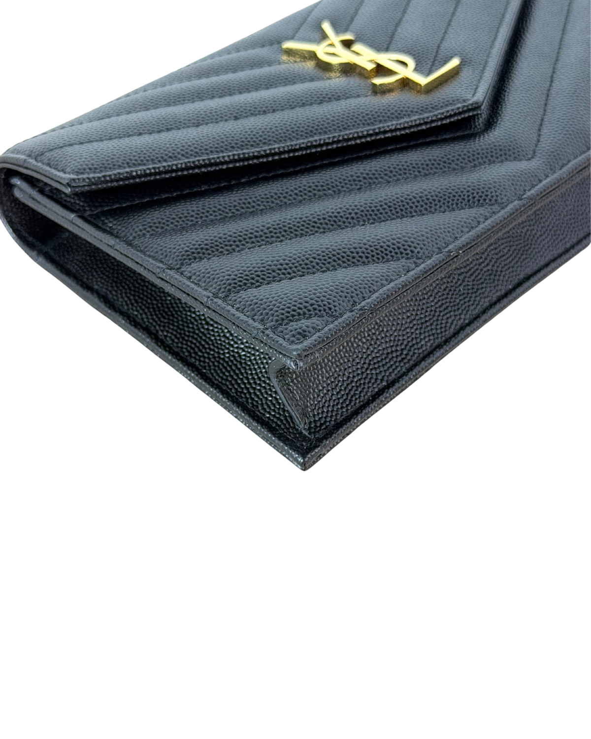 Saint Laurent Cassandra Envelope Chain Wallet - Black, Gold-Tone Hardware - View 7