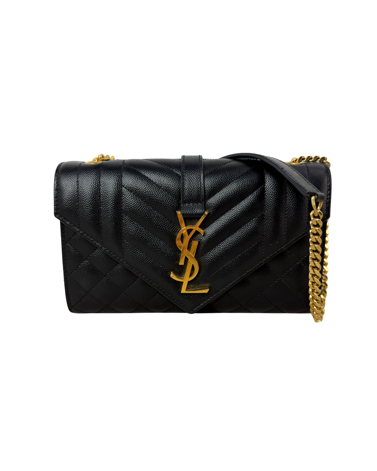 Saint Laurent Envelope Small Chain Bag - Black - View 3