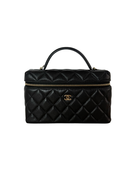 Chanel Top Handle Slim Vanity with Chain Bag - Black, Gold-Tone Hardware - View 1